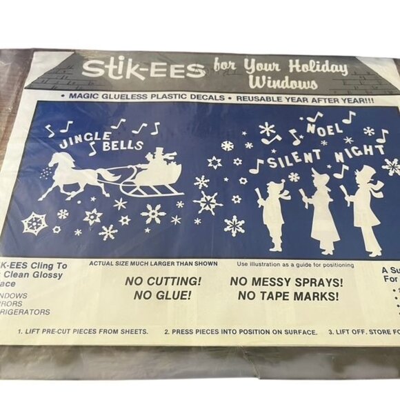Vintage Stik-ees Reusable Christmas Carolers Decorations - Picture 1 of 4